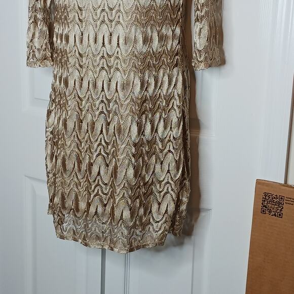 Hale Bob Gold Woven Knit Boatneck Dress NWOT - Picture 9 of 16